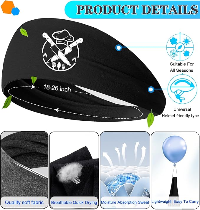 Headbands for Men Women Sweat Bands Headbands Men Sweatbands for Mens Women 3 Pack Cooling Head Bands Mens Elastic Headband Hairband for Running Yoga Gym Athletic Gifts