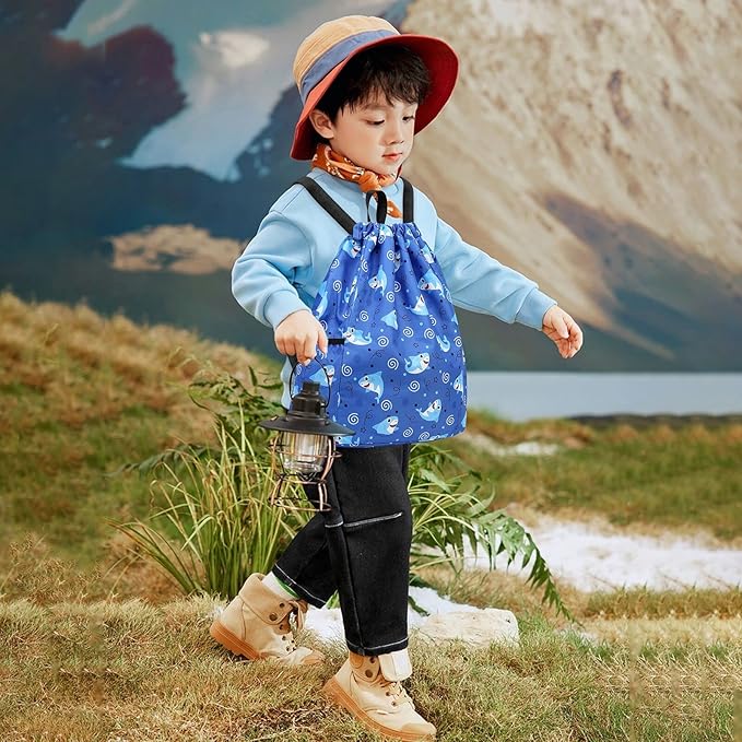 Trendy Drawstring Backpack for Kids - Fun and Functional Gym Dance Beach Swim Travel Bag with Two Water Bottle Holders