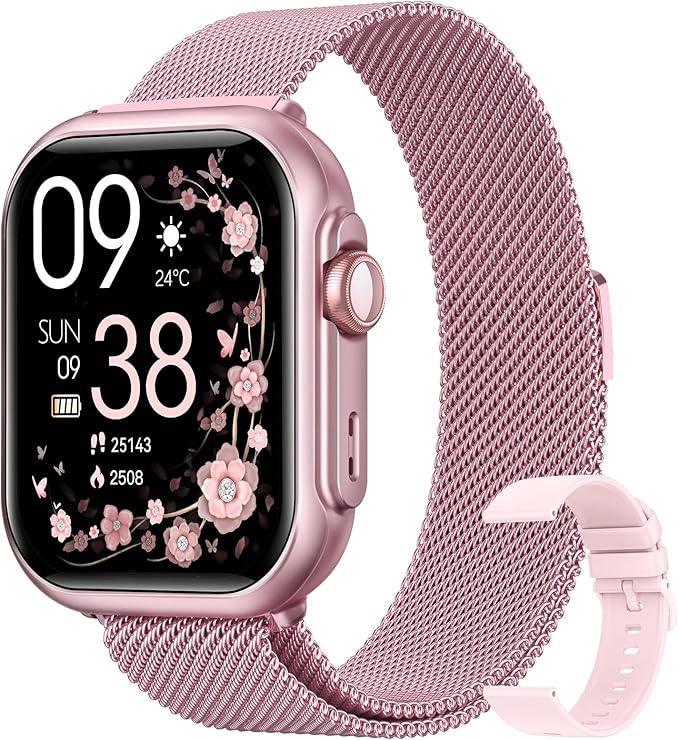 Smart Watches for Women Men Fitness: Smart Watch for iPhone&Android Bluetooth Call with 30 Day+Battery Life SpO2 Sleep Heart Rate Monitor,IP68,Fitness Tracker with 120+Sport,Reloj Inteligente, 2 Bands