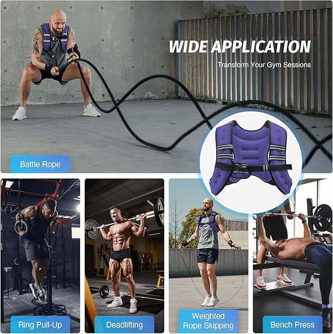 ZELUS Weighted Vest, 6lb/8lb/12lb/16lb/20lb/25lb/30lb Weight Vest with Reflective Stripe for Workout, Strength Training, Running, Fitness, Muscle Building, Weight Loss, Weightlifting