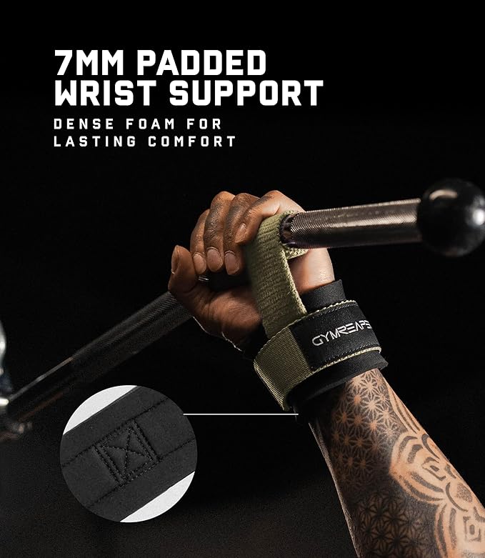 Gymreapers Weight Lifting Straps With Dowel - Wrist Straps for Weightlifting - Workout Deadlift Wrist Weights - Reinforced Stitching & Padded Fit Gym Accessories for Strength & Gym Hand Grip