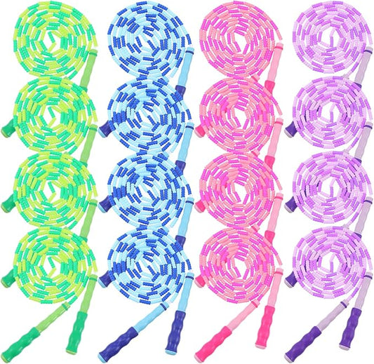 16 Pack Jump Ropes for Adults Kids, 9.2 Feet Adjustable Length Free Segmented Skipping Rope Bulk Soft Beaded Jumping Ropes for Women Men Exercise Training Workout Weight Loss