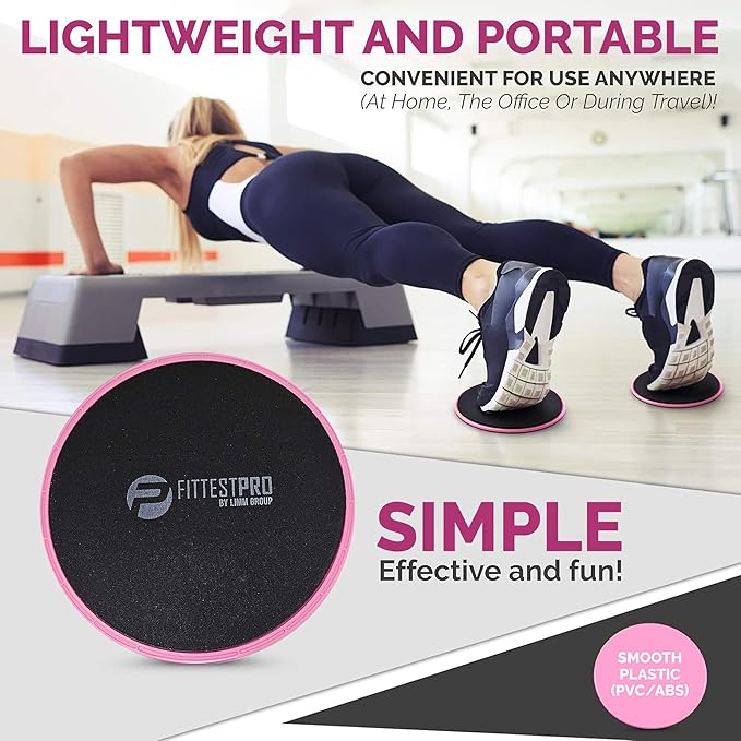 Core Sliders for Working Out - Exercise Sliders Fitness, Stability, Ab, Legs & Full Body (Set of 2) - Bonus Carry Bag & Workout Ebook - Gym Gliding Disc Pads for Hardwood, Carpet & More