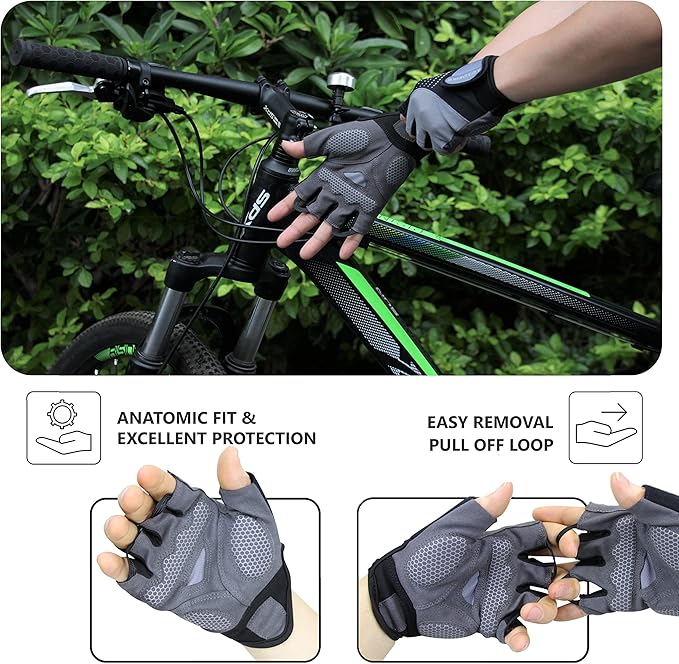Cycling Gloves Mountain Bike for Men – Shock Absorbing SBR Gel Padded – Anti Slip Palm – Ultra Breathable – Specialized for Mens Bicycling, Biking, MTB Biker, Road Bicycle Riding