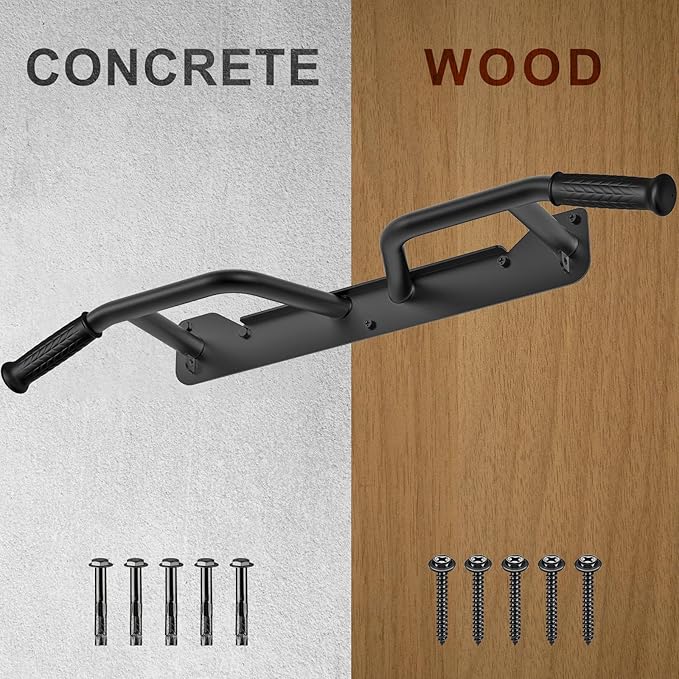 SELEWARE Heavy Duty Wall Mounted Doorway Pull Up Bar Multifunctional Joist Mount Chin Up Bar with Resistance Band Hooks & Ball Finger Training, Fully Welded Steel Construction Support to 600LBS