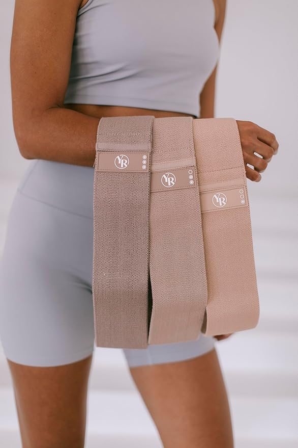 Fabric Booty Band Set for Pilates and Other Workouts- 3 Levels of Resistance 100% Latex Free