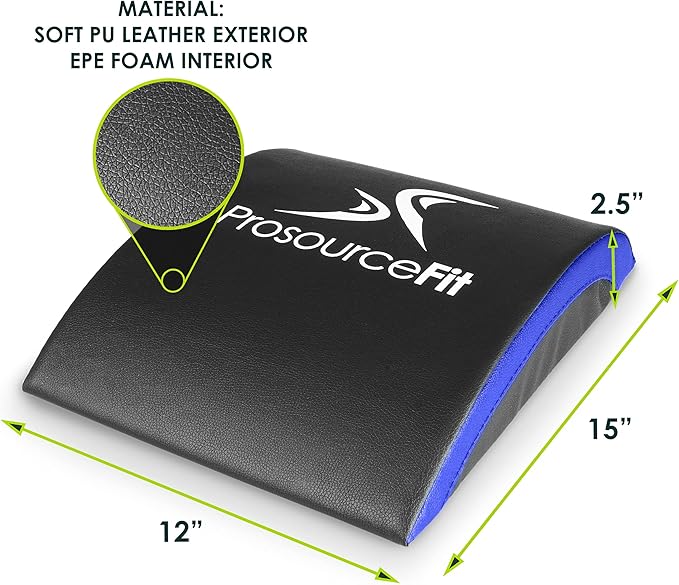 ProsourceFit Abdominal AB Mat 15" x 12" High Density Core Trainer, Black/Yellow