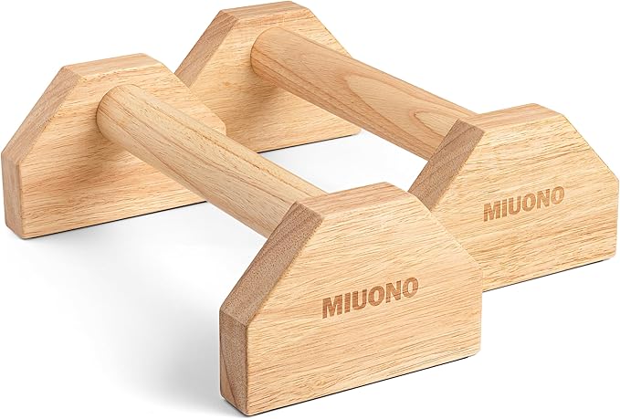 Parallettes Push Up Bar, Oak Wood Calisthenics Equipment for Home Gym with Non-Slip Base, Handstand Trainer Push Up Handles for Floor Dip Workout and Strength Training