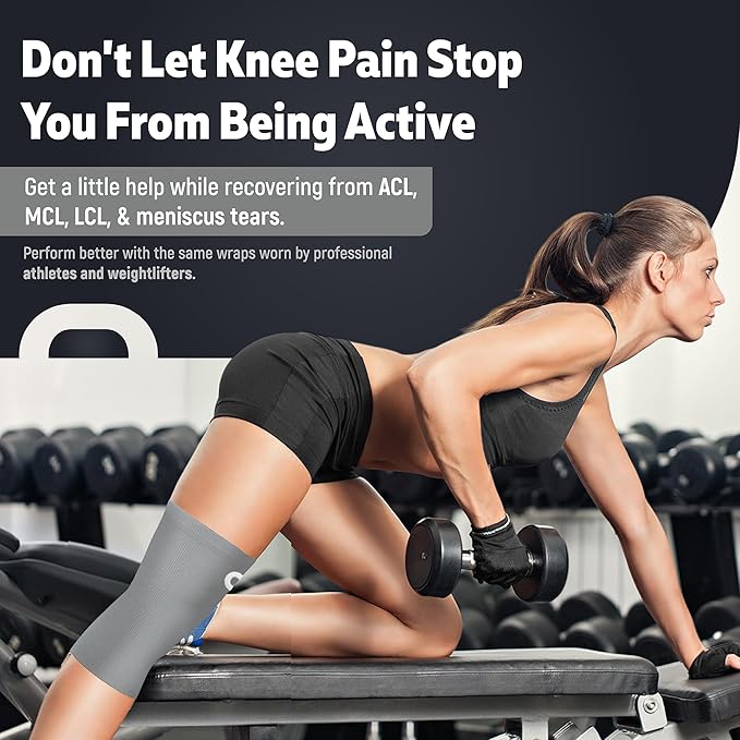 Crucial Compression Knee Sleeve (1 Pair) - Best Knee Braces for Knee Pain for Men & Women - Non-Slip Knee Support for Running, Weightlifting, Basketball, Gym, Workout, Sports