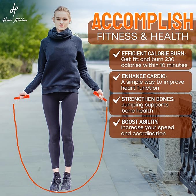 Honor Athletics 2.0 Beaded Jump Rope - Adjustable with Unbreakable Handles & Shatterproof Beads for Enhanced Fitness Training