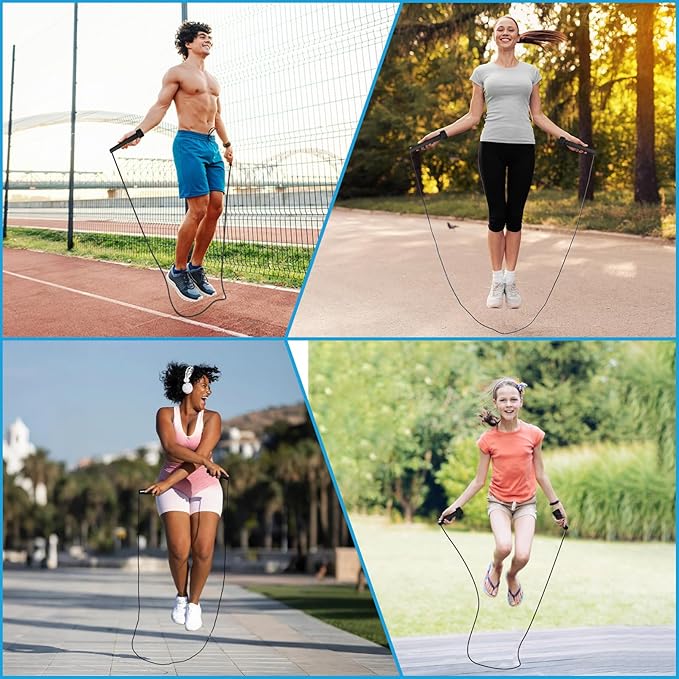 10 Pack Jump Ropes for Kids, PVC Skipping Rope with Plastic Handles, Adjustable Jumping Ropes for Fitness Exercise, Lightweight Speed Rope for Women Men Training Racing, Black