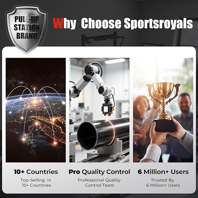 Sportsroyals Power Tower Pull Up Bar Station, 450LBS Stable Pull Up Dip Station for Home Gym Strength Training Equipment