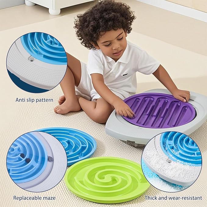 Maze Balance Board Game, Sensory Training Board with Non-Slip Surface & 3 Replacement Maze Board, Durable Board for Early Education & Skill Development Max Load 165 Lbs