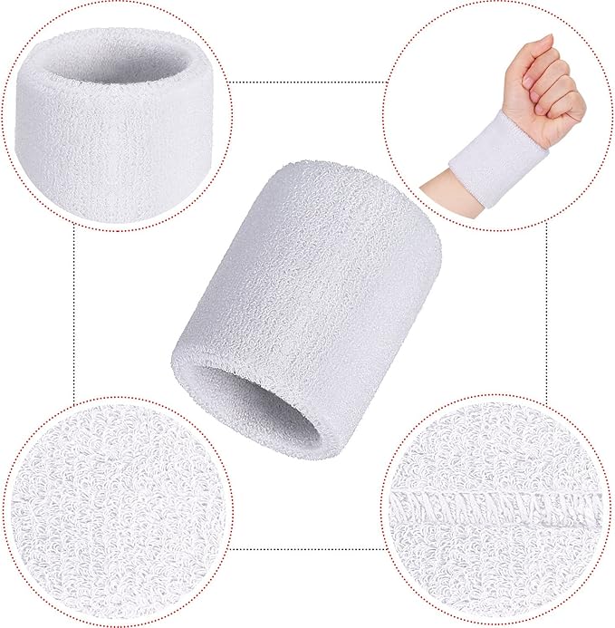12 Pack Sweatbands Sports Wristband Cotton Sweat Band for Men and Women, Good for Tennis, Basketball, Running, Gym, Working Out