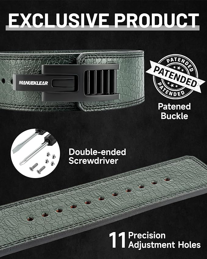 MANUEKLEAR Lifting Belt Lever for Men Women, 10mm Quick Locking Lever Belt Weightlifting with Adjustable Buckle, Lever Weight Lifting Belt for Powerlifting & Deadlifts