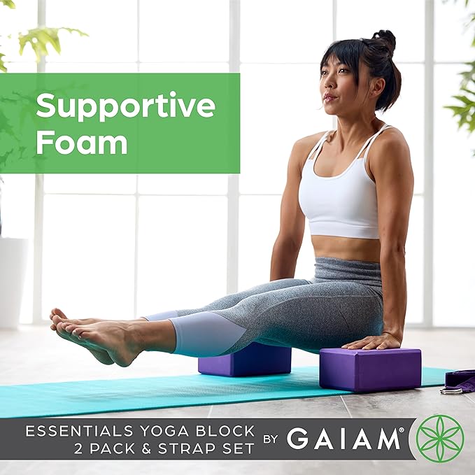 Gaiam Yoga Block - Supportive Latex-Free Eva Foam - Soft Non-Slip Surface with Beveled Edges for Yoga, Pilates, Meditation - Yoga Accessories for Stability, Balance, Deepen Stretches