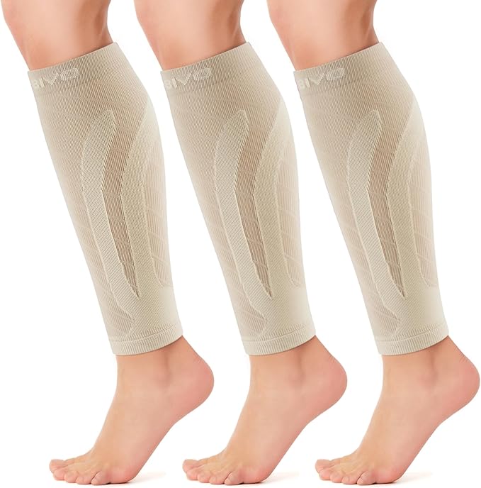 CAMBIVO 3 Pairs Calf Compression Sleeves for Men & Women – Footless Compression Socks for Shin Splints, Pain Relief, Varicose Veins – Leg Support for Running, Travel, Fitness, Nursing