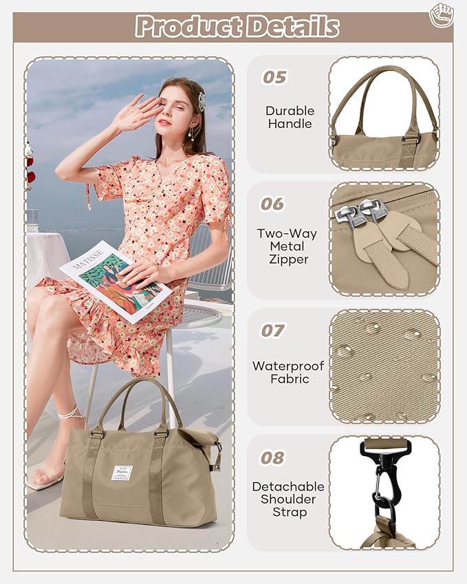 Gym Bag Womens,Travel Duffel Carry on Bag Sport Tote Bag Weekend Overnight Bag