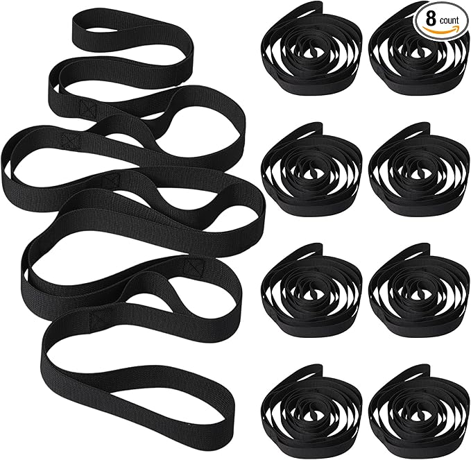 8 Pack Stretching Strap with 10 Loops Bulk Yoga Strap Bulk for Physical Therapy Stretch Bands with Loops Non Elastic Bands for Exercise Dance