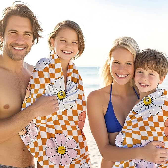 JML Personalized Beach Towel with Name, Custom Flower Beach Towel, Customized Microfiber Pool Towel, Quick Dry & Absorbent Swim Towel for Adult,Anniversary, Birthday, Summer Holiday,Vacation