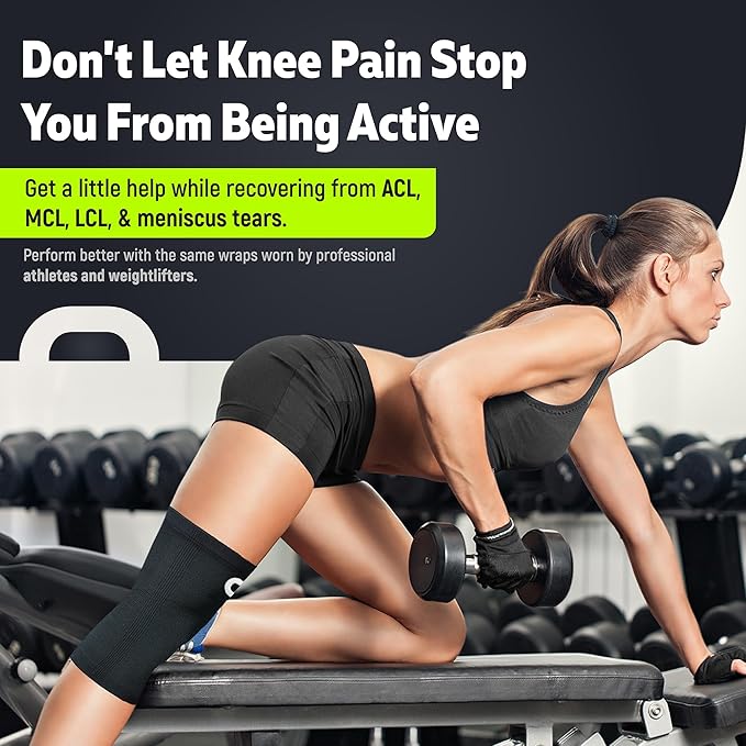 Crucial Compression Knee Sleeve (1 Pair) - Best Knee Braces for Knee Pain for Men & Women - Non-Slip Knee Support for Running, Weightlifting, Basketball, Gym, Workout, Sports