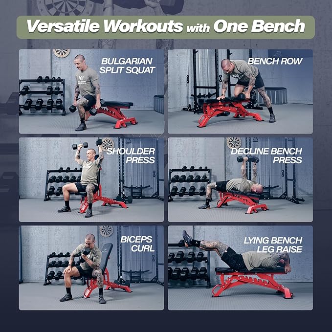 MAJOR FITNESS Weight Bench, Adjustable Workout Bench for Strength Training, Bench Press, and Full-Body Workouts for Home Garage Gym