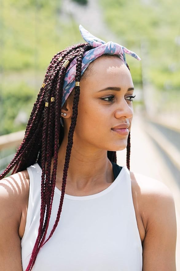 Maven Thread Women's Wide Bow Headbands – 2-Pack No-Slip, Sweat-Wicking Stretchy Hairbands for Yoga, Running, Exercise & Gym (Navy Floral & Stripes)