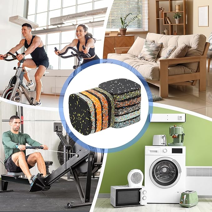 PATIKIL 8 Pcs Treadmill Mat Pads, 4x4x0.8 High Density Foam Anti Vibration Pad Sound Proof Floor Mat Exercise Equipment Mat for Carpet Protect Noise Reduction Home Gym, White