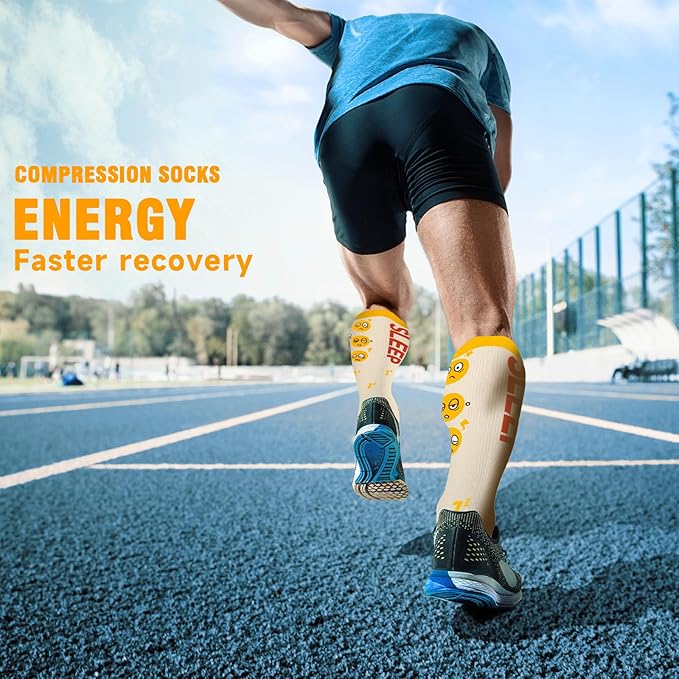 bropite Halloween Compression Socks for Women & Men-Pumpkin Ghost 6 Pairs 20-30mmhg Support Running Nurse Travel