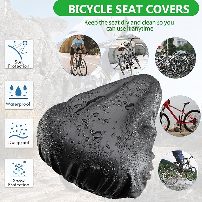 New Bicycle Seat Cushion Waterproof UV Protection Unisex for Gym Bike Mountain Bike Road Bike with Protective Lock Durable Rain Dustproof Cover