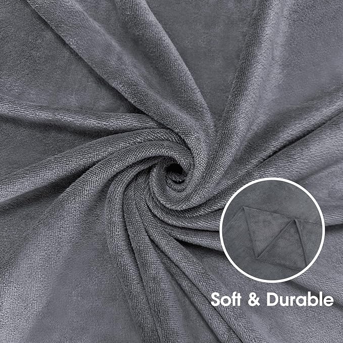 JML Large Bath Towels for Adult, Microfiber Towels for Body, 2 Pack, 30" x 60", Soft Absorbent, No Fading, Lint-Free for Hair Wrap, Bathroom, Dorms, Hotel, Swim, Pool, Shower, Grey