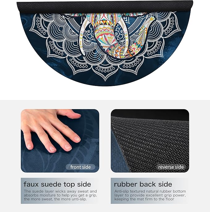 Round Meditation Pilates Yoga Mat Luxury Suede Large Yoga Mat Natural Rubber Non-Slip Base is ery Suitable for Meditation, Stretching, Yoga Environmental Protection, Fitness Exercise, Home and Outdoor. 140CM Diameter