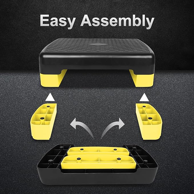 Height-Adjustable 4''-6'' Step Aerobics Platform Fitness Equipment Stepper Trainer Exercise Step Platform with 2 Riser