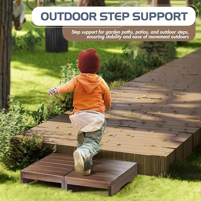 Wooden Platform Step Stool, 24.7" Step Platform for Adults & Elderly - Durable Mobility Stepping and Stair Assist Indoor & Outdoor, Heavy Duty/Non-Slip Step Stool for Handicap, Bedroom, Kitchen