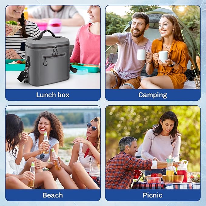 Insulated Cooler Bag, 7/16/30 Can Collapsible with Bottle Opener for Lunch Coolers for Picnic, Beach, Work, Trip - Soft Ice Coolers Bags with Zipper Foldable Portable Stands Upright