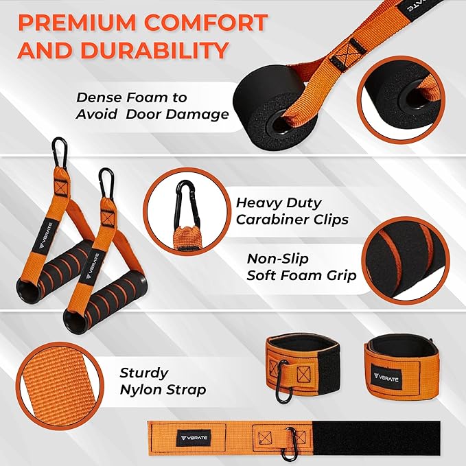 Resistance Bands Set - Heavy Exercise Bands with Handles, Door Anchor, Ankle Straps - Fitness Bands for Working Out Men - Workout Bands Set for Muscle Training