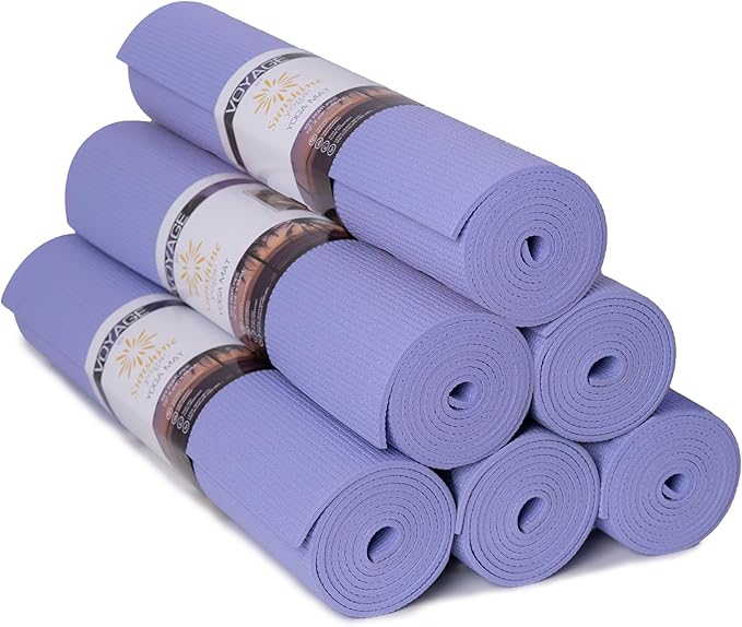 Sunshine Yoga Voyage Yoga Mat, 6 Pack, 72" x 24" Professional Studio and Gym Bulk Yoga Mats, 5mm Thick, Durable, Anti-Tear, Non Slip Fitness and Exercise Mats