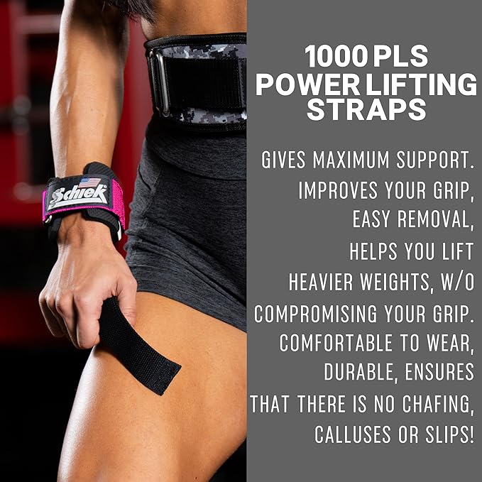 Schiek Sports 1000-PLS Deluxe Power Lifting Wrist Straps - Weight Lifting Wrist Wraps