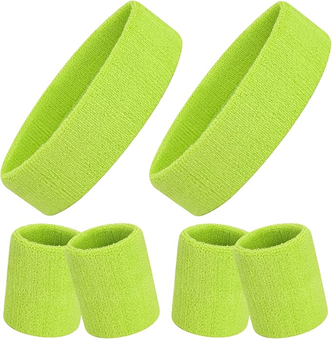 ONUPGO 6 Pieces Sweatbands Set - Sports Headbands Wristbands for Men & Women,Cotton Terry Cloth Sweatband for Tennis,Basketball,Gym,Working Out - Moisture Wicking Elasticity