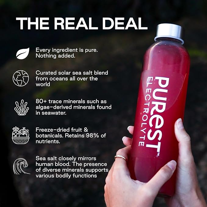 Purest Electrolyte Hibiscus Lime Powder Packets – Whole Food Hydration - Organic Freeze-Dried Fruits and Solar Sea Salts for Ultimate Electrolyte Balance