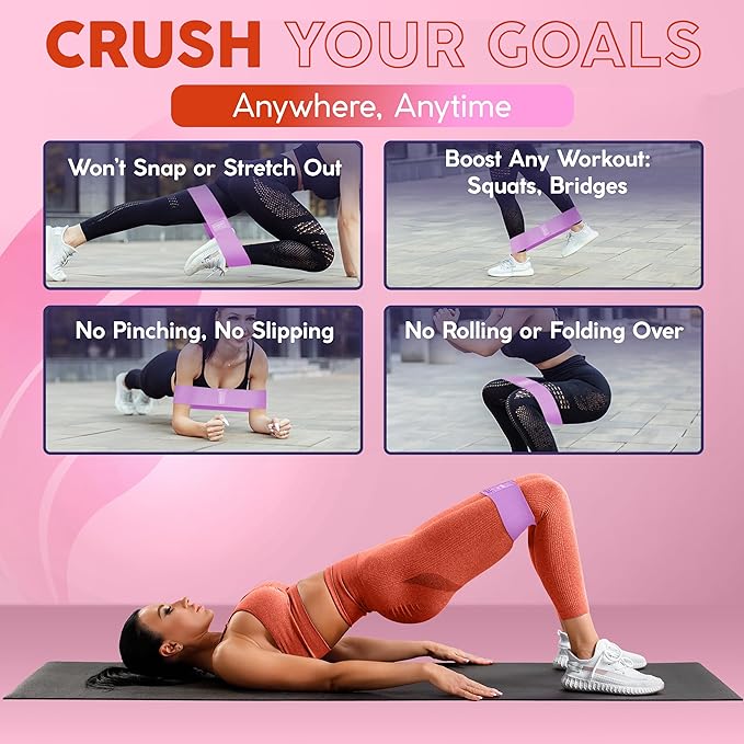 Premium Fabric Resistance Bands for Glutes & Legs – Set of 3 | Non-Slip, Elastic, Durable, Includes Travel Bag, Workout Guide & Digital Challenges