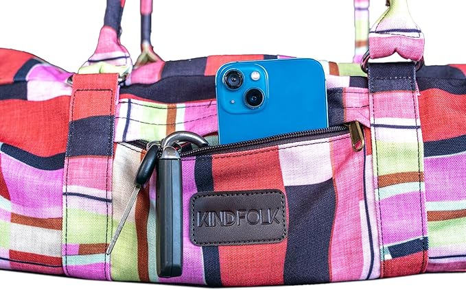 Kindfolk Yoga Mat Duffle Bag Patterned Canvas with Pocket and Zipper