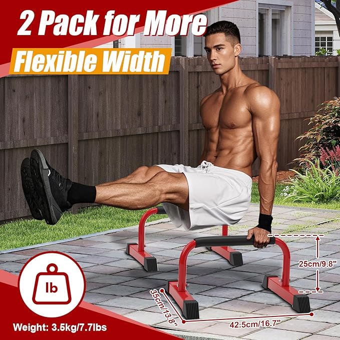 Push Up Bars: Sweat-resistant Parallettes Bar for Handstands L-sit & Dip, No Wobbling Strength Training Pushup Stands for Women Men Workout Core Exercise at Home Floor Gym