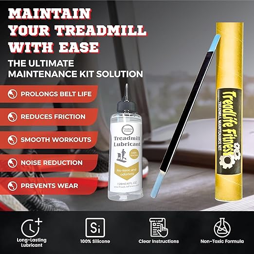 TreadLife Fitness Treadmill Maintenance Kit | 1 Year Supply of Treadmill Lubricant for Belt | 100% Silicone Lube | Extra Wide TruLube Applicator Wand | Directions Included