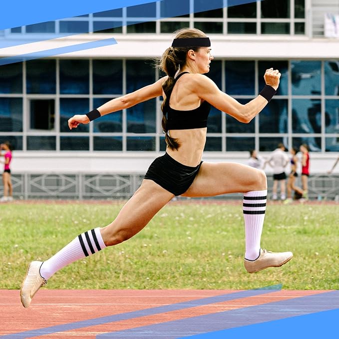 Hillban 80s Workout Outfit 80s Accessories for Women Men Neon Sweatbands Headbands for Tennis Volleyball Sport