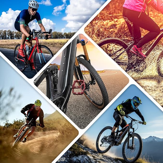 BUCKLOS MTB Flat Pedals Mountain Bike Pedals, 3 Bearings CNC Adult Road Bike Pedals, Bicycle Platform Aluminum Alloy Non-Slip Pedal for Gravel Bike/BMX 9/16"(Black)