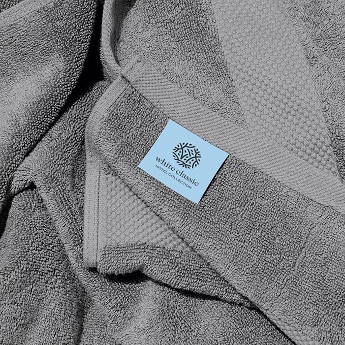 White Classic Luxury Soft Bath Sheet Towels - 650 GSM Cotton Luxury Bath Towels Extra Large 35x70 | Highly Absorbent and Quick Dry | Hotel Quality Extra Large Bath Towels Oversized, Light Grey, 2 Pack