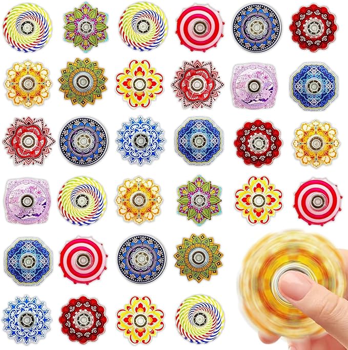 40 Pack Mini Fidget Spinner Toys Party Favors, Desk School Toy Anxiety Relief,Stress Relief Sensory Toys for Kids Adults,Treasure Box Toy for Classroom Prizes, Halloween Treats Toys Bulk (Random)