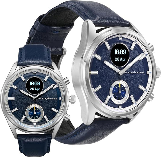 pininfarina Hybrid Sintesi Smart Watch, Heart Rate Monitoring, Fitness Tracker, Genuine Leather Strap, Sleep Monitoring, GPS Tracker, 30-Day Battery Life, Android & Apple Compatible