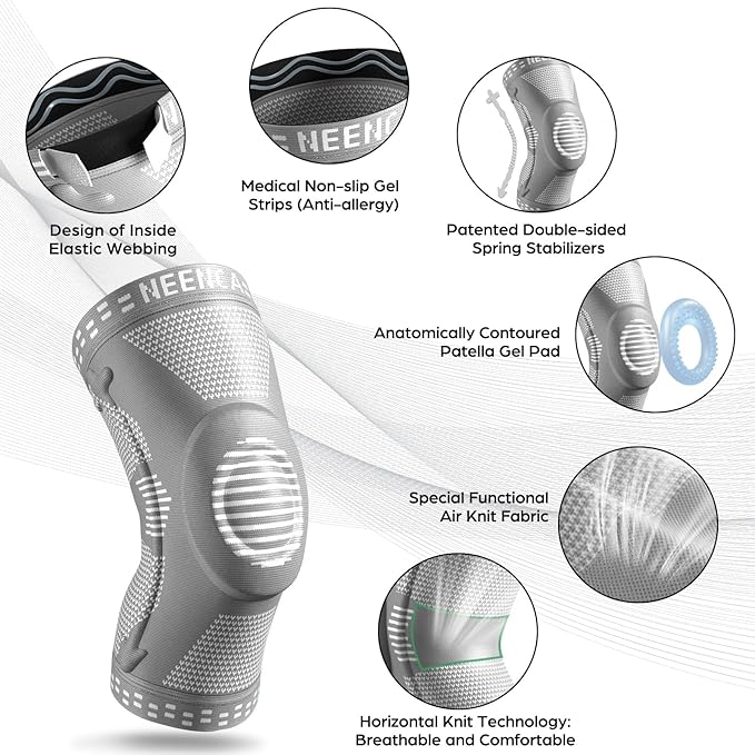 NEENCA Professional Knee Brace for Women/Men, Knee Support with Patella Pad & Side Stabilizers, Compression Knee Sleeve for Knee Joint Pain, Meniscus Tear, ACL, PCL, Runner, Workout - FSA/HSA Approved